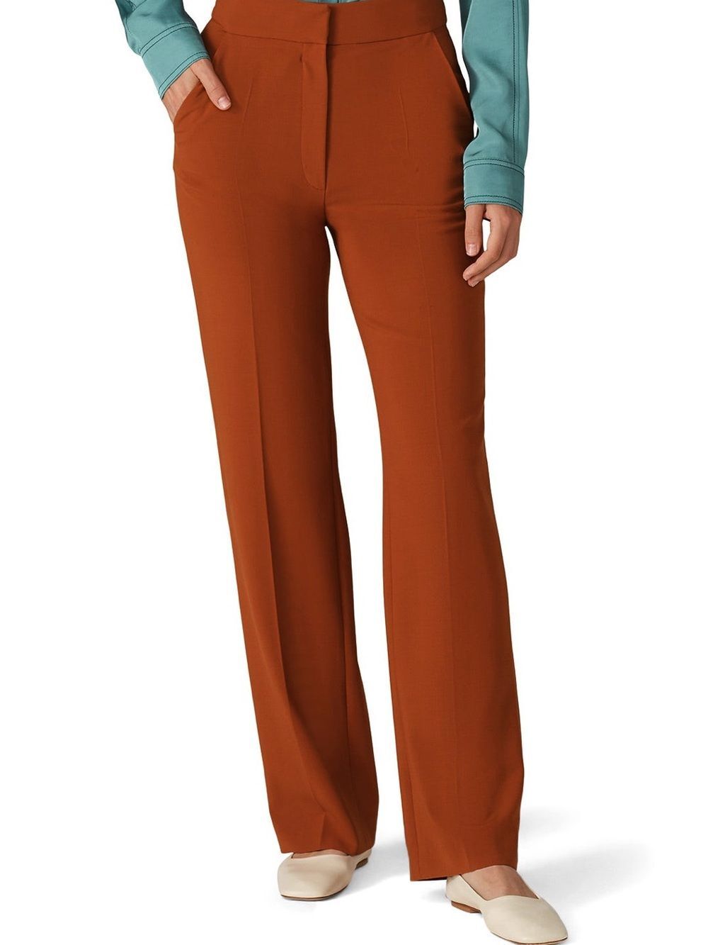 Vanessa Bruno Pilou Cliff Trousers Wide-Leg blended wool terracotta old money